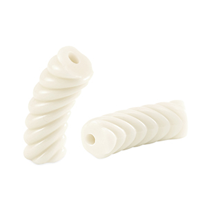 Acryl tube kralen twisted Off white