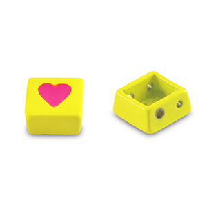 Tile beads vierkant Yellow-magenta pink