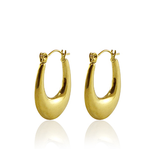 Roestvrij stalen (RVS) Stainless steel oorbellen creolen ovaal Gold