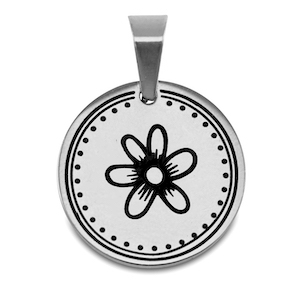 Roestvrij stalen (RVS) Stainless steel bedels bloem Zilver