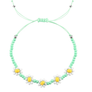 Trendy armbanden flower Mint green-white