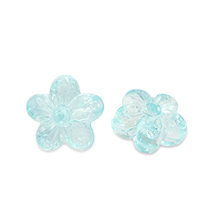 Acryl kralen bloem Transparent turquoise blue