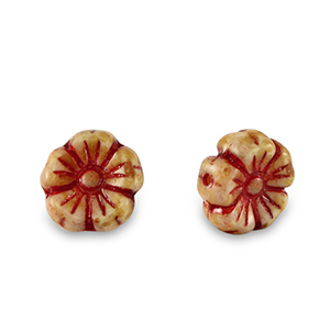 Czech kralen bloem 7mm Red-almond brown