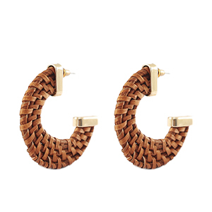Trendy oorbellen rotan Natural brown