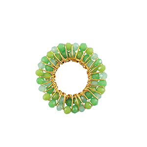 Roestvrij stalen (RVS) Stainless steel bedels facet 26mm Green-gold