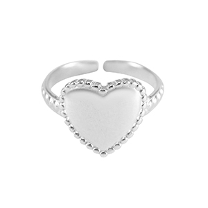 Roestvrij stalen (RVS) Stainless steel ringen hart Zilver