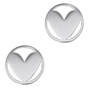 Roestvrij stalen (RVS) Stainless steel bedels tussenstuk hart Silver