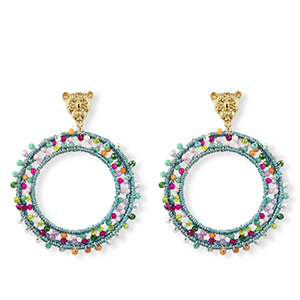 Top facet oorbellen 60mm Gold-multicolour