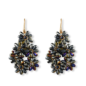 Top facet oorbellen druppel Gold-midnight blue
