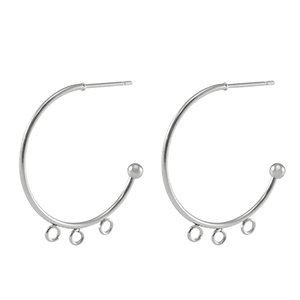 Roestvrij stalen (RVS) Stainless steel oorbellen / oorstekers creolen Silver