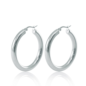 Roestvrij stalen (RVS) Stainless steel oorbellen creolen 40mm Zilver