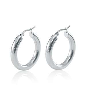 Roestvrij stalen (RVS) Stainless steel oorbellen creolen 30mm Zilver