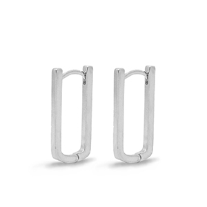 Onderdelen DQ metaal oorbellen creolen ovaal Zilver (nikkelvrij)