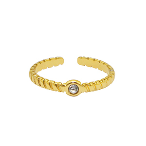 Roestvrij stalen (RVS) Stainless steel ringen crystal Goud