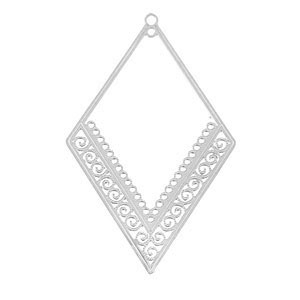 Roestvrij stalen (RVS) Stainless steel bedels bohemian ruit Silver