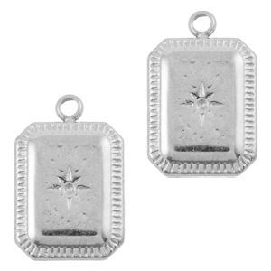 Roestvrij stalen (RVS) Stainless steel bedels ster Zilver