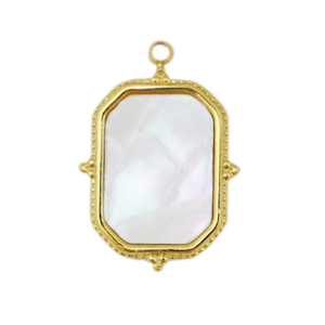 Roestvrij stalen (RVS) Stainless steel bedels schelp rechthoek Gold-white (natuurlijke kleur)