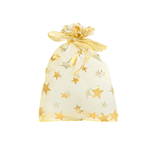 Sieraad zakje organza 7x9cm ster Golden yellow-gold