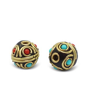 Bohemian kralen Turquoise-red antique gold