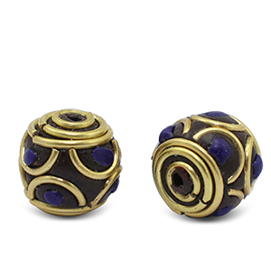 Bohemian kralen Dark royal blue-antique gold