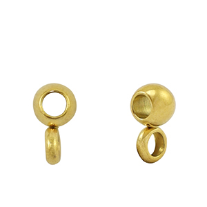 Roestvrij stalen (RVS) Stainless steel kralen met oog 4mm Gold