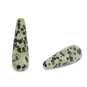 Natuursteen kralen dalmatian stone druppel Greige