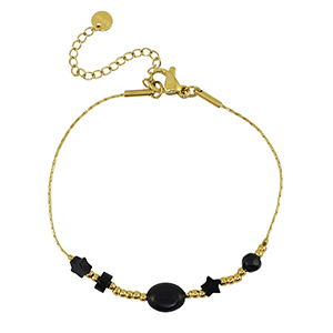 Roestvrij stalen (RVS) Stainless steel armbanden ster Gold-black