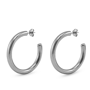 Roestvrij stalen (RVS) Stainless steel oorbellen / oorstekers creolen Silver