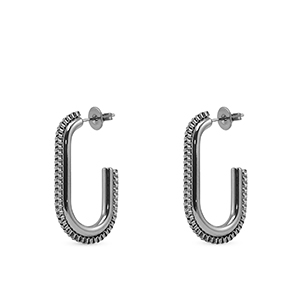 Roestvrij stalen (RVS) Stainless steel oorbellen / oorstekers ovaal Silver