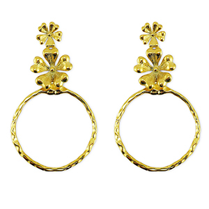 Roestvrij stalen (RVS) Stainless steel oorbellen / oorstekers bloem Gold