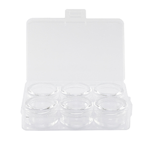 Sieraad display opbergbox met 6 ronde bakjes Transparant