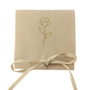 Sieraad zakje flower Latte beige-gold