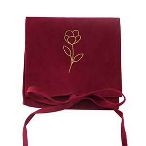 Sieraad zakje flower Burgundy red-gold