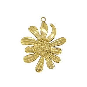 Roestvrij stalen (RVS) Stainless steel bedel zonnebloem Gold