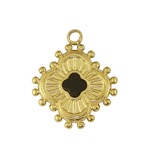 Roestvrij stalen (RVS) Stainless steel bedel bloem Gold / Black