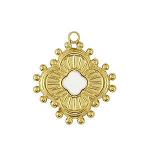 Roestvrij stalen (RVS) Stainless steel bedel bloem Gold / White