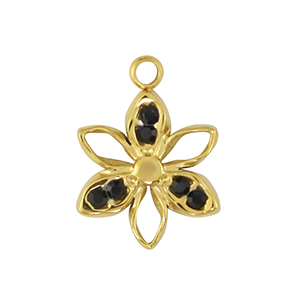 Roestvrij stalen (RVS) Stainless steel bedel bloem Gold / Black