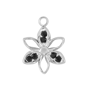 Roestvrij stalen (RVS) Stainless steel bedel bloem Silver / Black