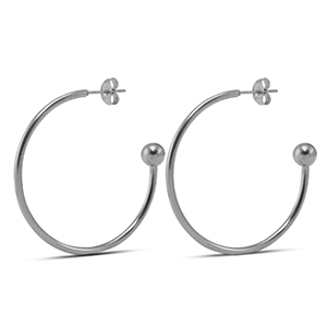 Roestvrij stalen (RVS) Stainless steel oorbellen 38mm Silver