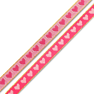 Lint met tekst hartjes Fuchsia-light pink
