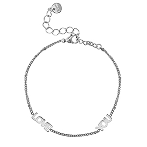 Roestvrij stalen (RVS) Stainless steel armbanden ''LOVE YOU'' Silver