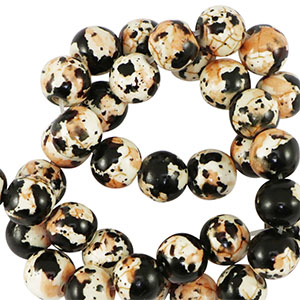 Kralen keramiek 8mm Black-creme