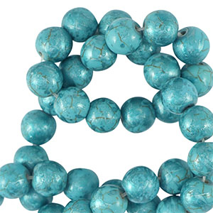 Kralen keramiek 8mm Metallic Blue