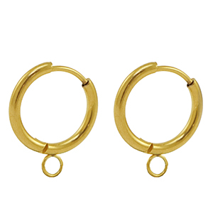 Roestvrij stalen (RVS) Stainless steel oorbellen creolen 18mm Gold
