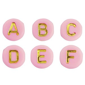 Letterkralen van acryl mix Light pink-gold
