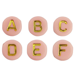 Letterkralen van acryl mix Baby pink-gold
