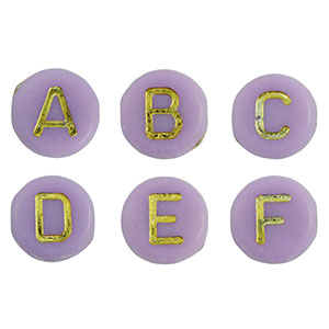 Letterkralen van acryl mix Purple-gold