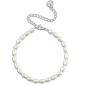 Roestvrij stalen (RVS) Stainless steel armbanden parels Silver
