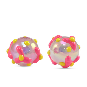 Acryl kralen dots Pink-yellow