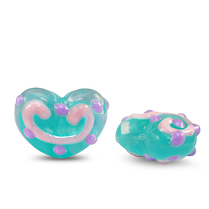 Acryl kralen hart Green-purple